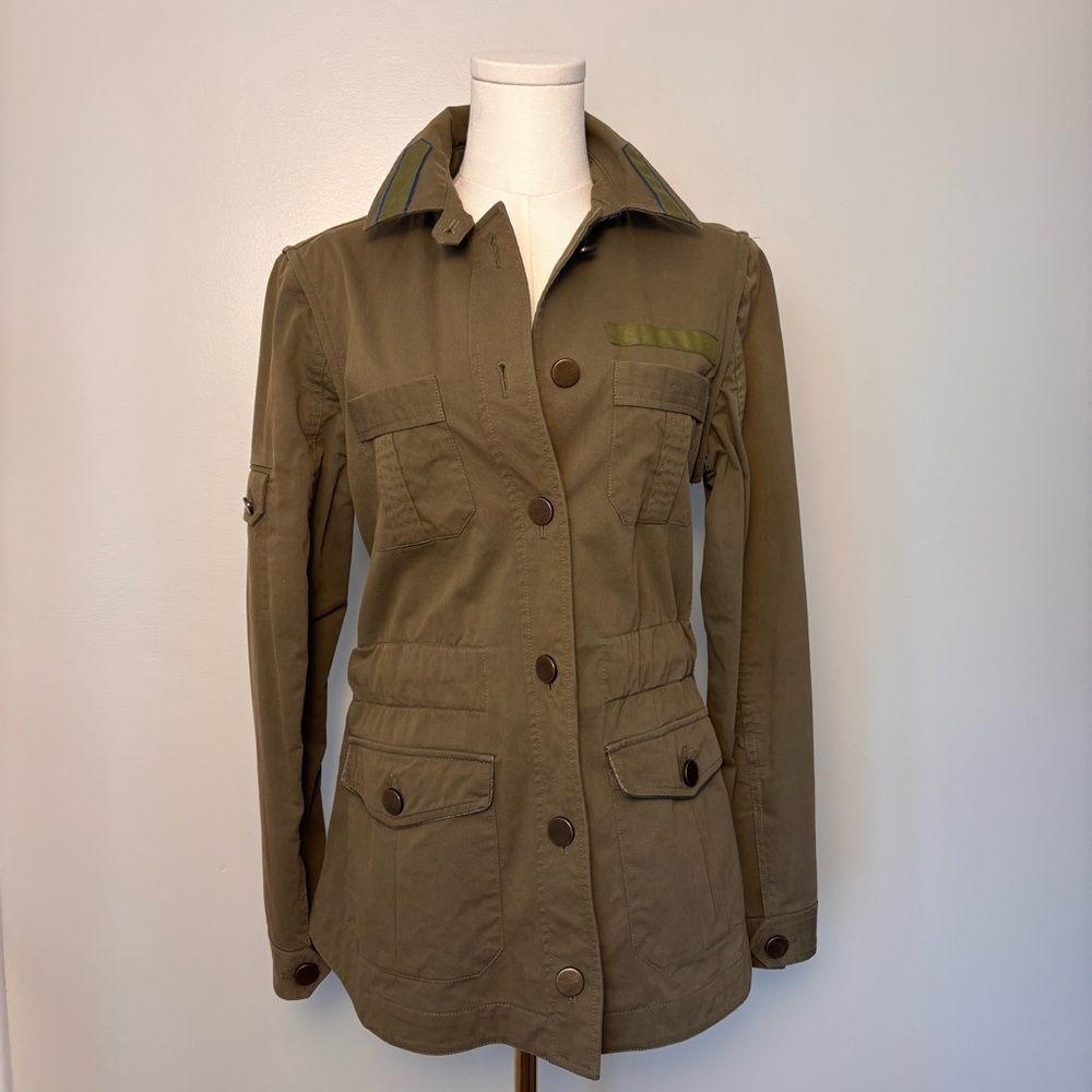 Veronica Beards Classic Army Utility Jacket/Vest Zip Off Sleeves